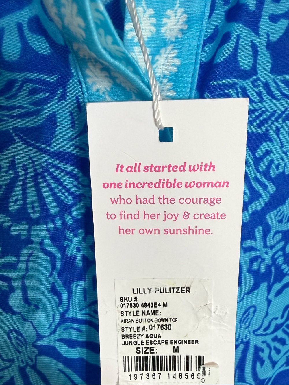Lilly Pulitzer Women’s Breezy Aqua Kiran Button Down Top - Picture 4 of 6